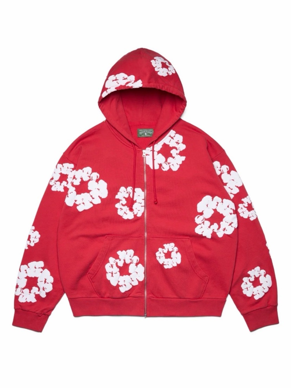 NWT DENIM TEARS COTTON WREATH ZIP HOODIE RED ~ Size XL Retail $210